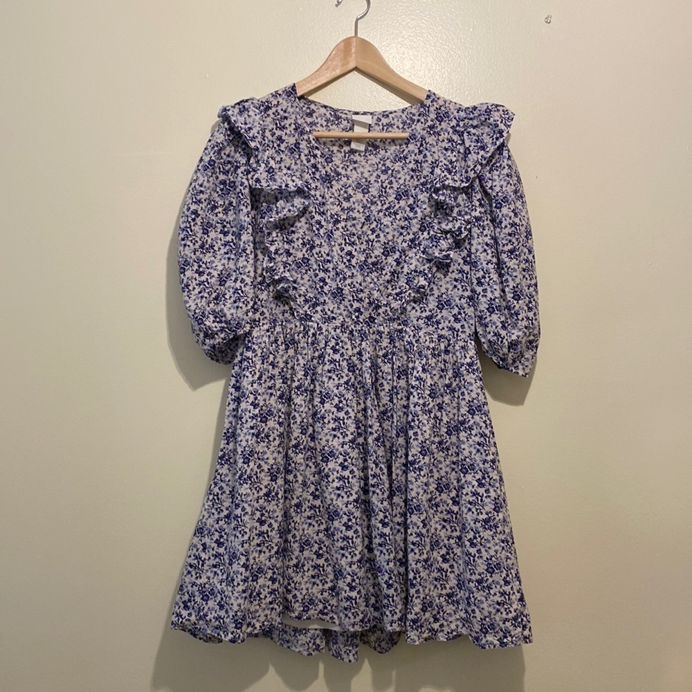 H&M puff sleeves floral ruffle mini dress. Size Xs. Very good condition - Picture 4 of 12